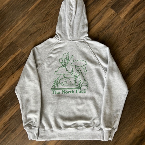 The North Face Gray Hoodie with Green Logo - Picture 3 of 5